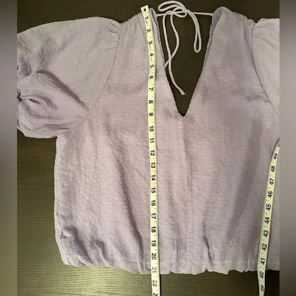 ASTR The Label Purple Textured V-Neck Puff Sleeve Top XL - Picture 4 of 11